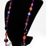 Orange Purple And Pink Beaded Necklace